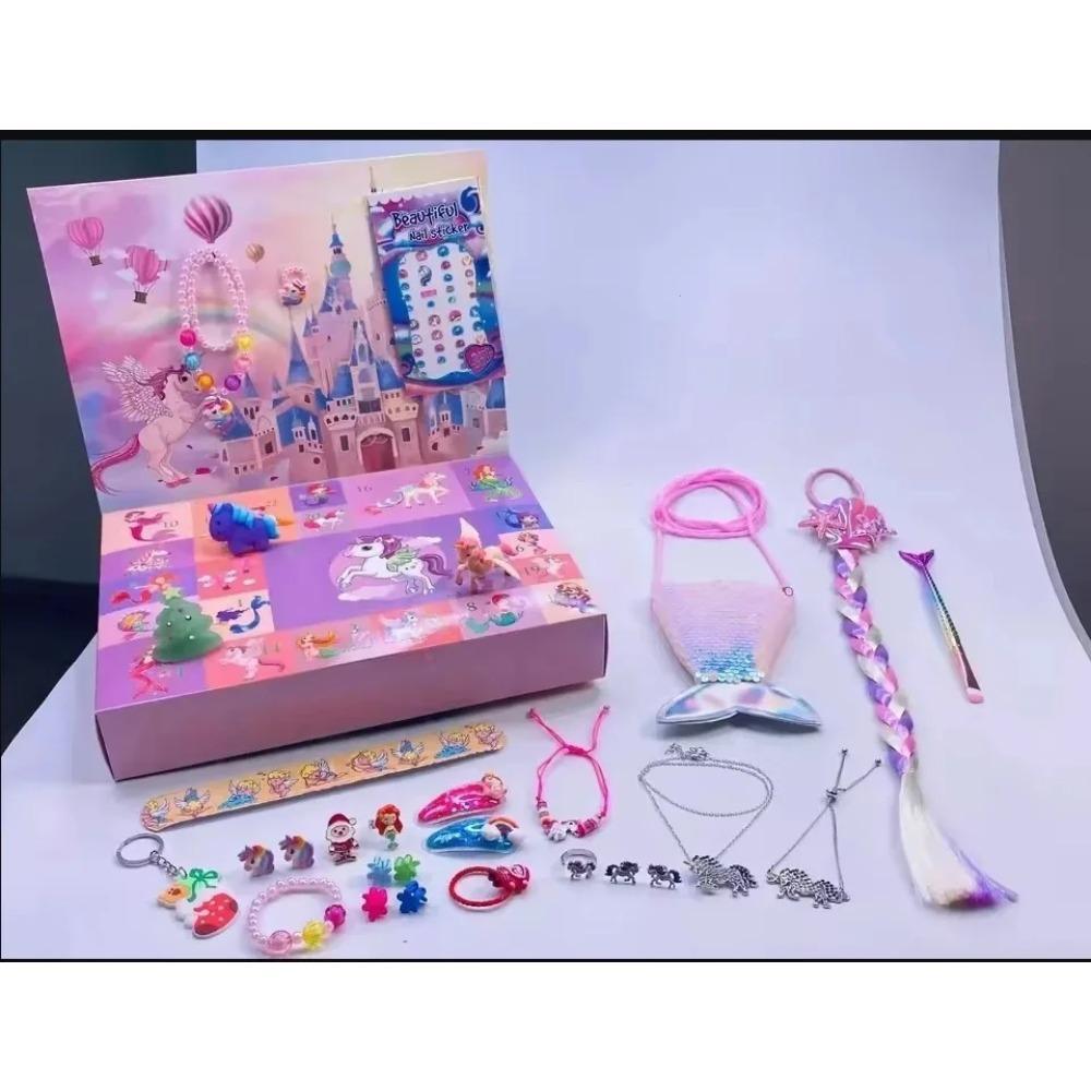 2026 Christmas Advent Calendar Gift Box Mermaid Jewelry Hairpin 24Days Countdown Calendar New Year Christmas Gifts