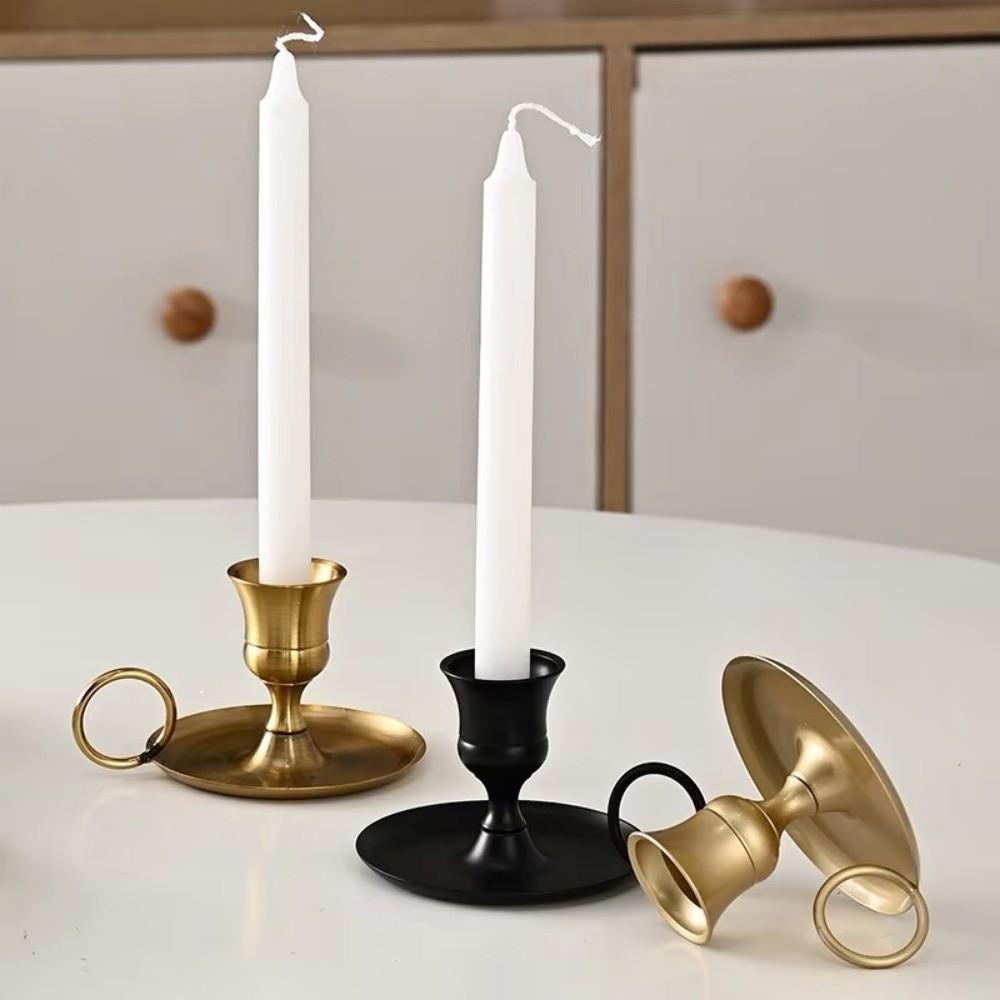 with Handle Candle Holder Metal Candle Cup Retro Candlestick  Desktop Adornment