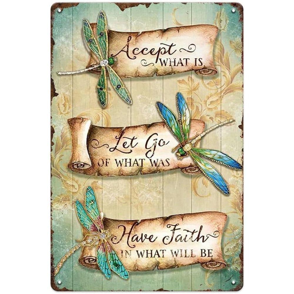 

Artistic Dragonflies & Flowers Metal Tin Signs - Unique Wall Decor