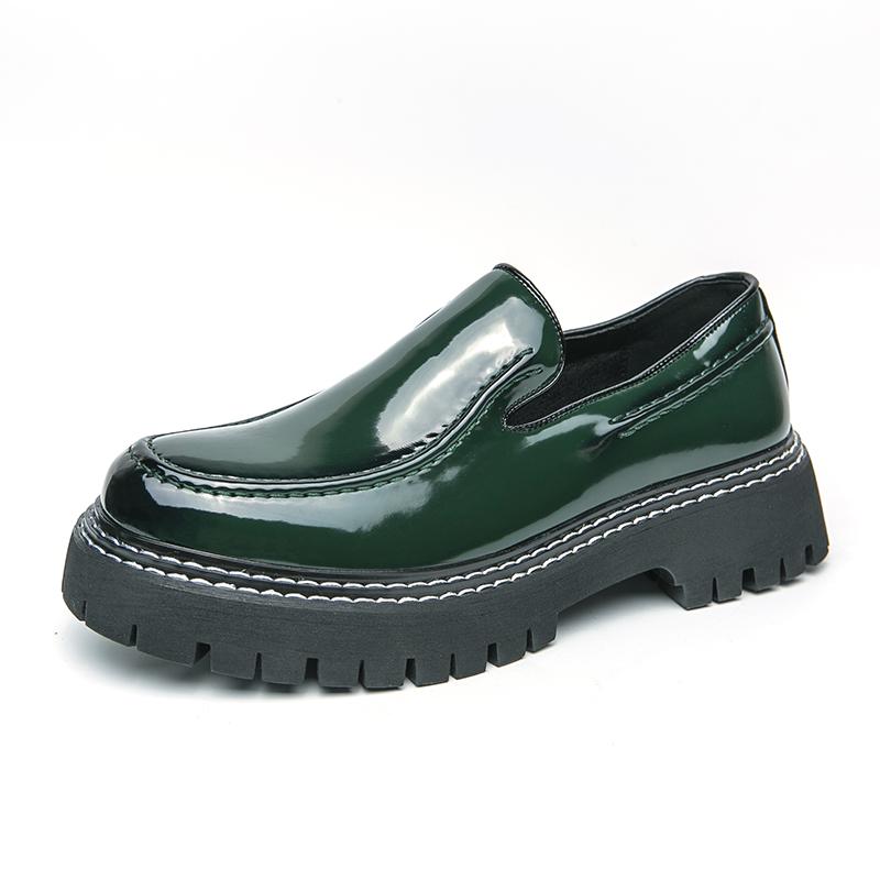 

Модное формальное платье, зеленые лоферы с круглым носком, кожаные мужские оксфорды в британском стиле, ретро повседневная обувь, элегантная мужская деловая обувь 46 зелёный