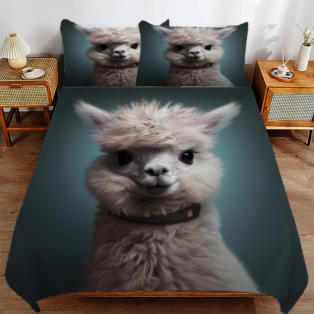 

Fun Alpaca Printed Bed Three-Piece Set, Bedding, Digital Printed Bedding 135*200