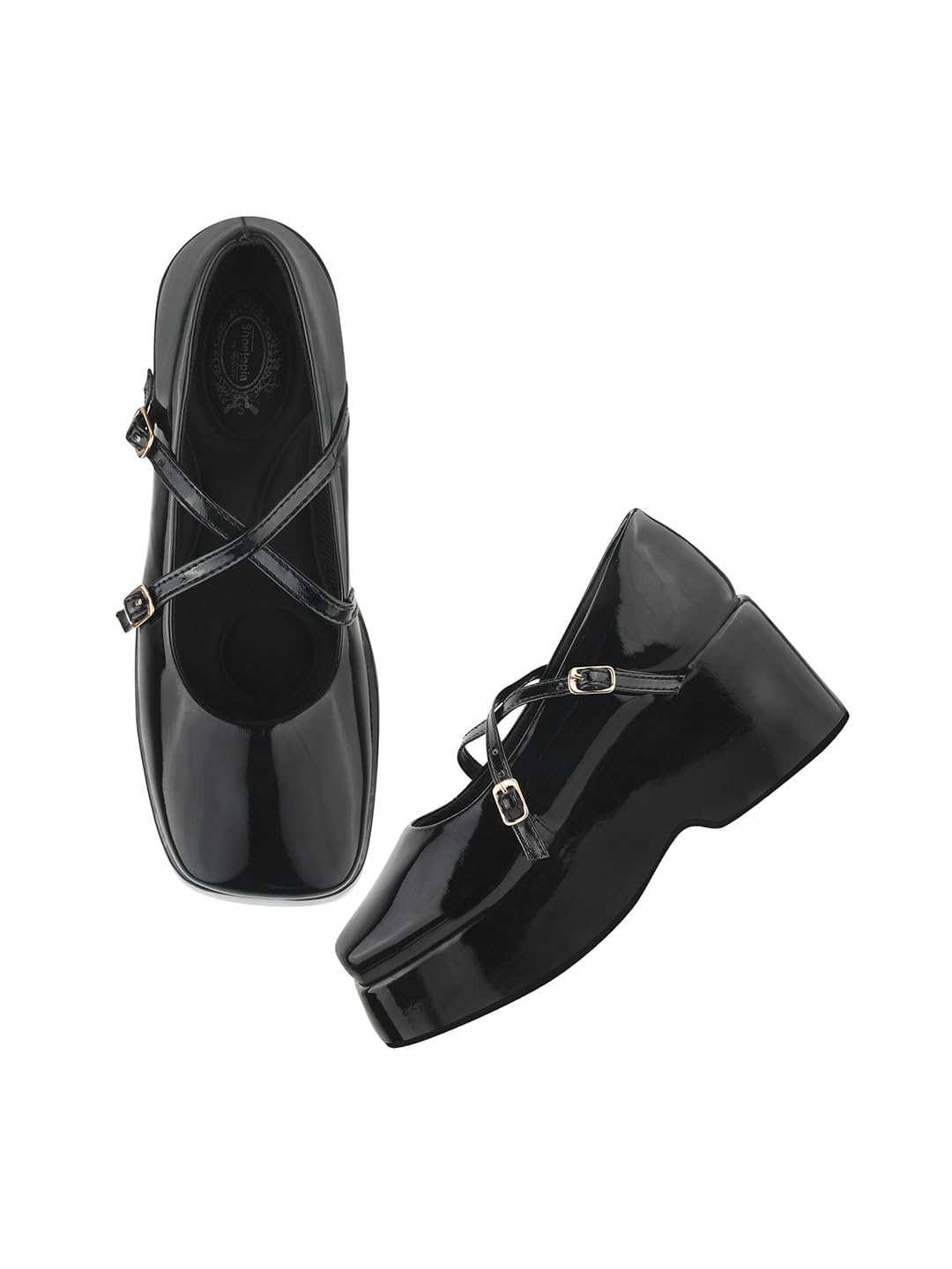 Shoetopia Stylish Solid Buckle Detailed Black Pumps For Women & Girls /Eu37 4 UK чёрный