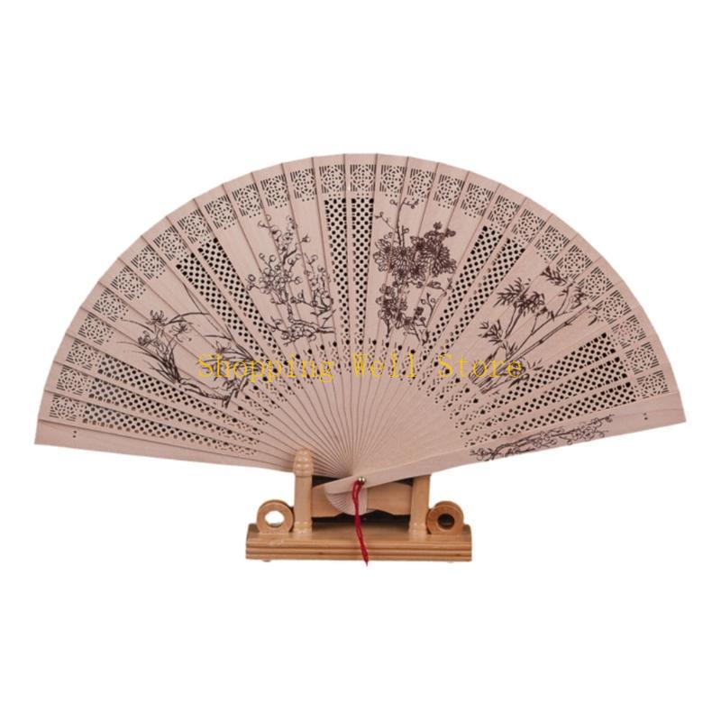 KX4B Легкий Китайский Традиционный Веер с Элегантной Резьбой для Свадебных Мероприятий Художественный Веер Декор для Дома