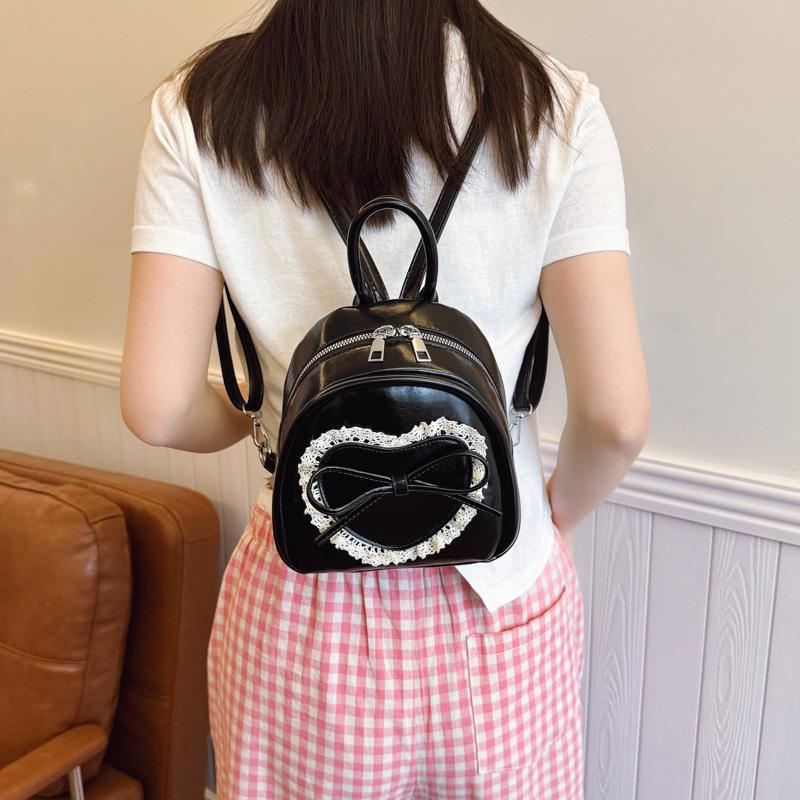 Korean Style Cute Cvertible Backpack Women Trendy Small Shoulder Tote Shopping Bag чёрный