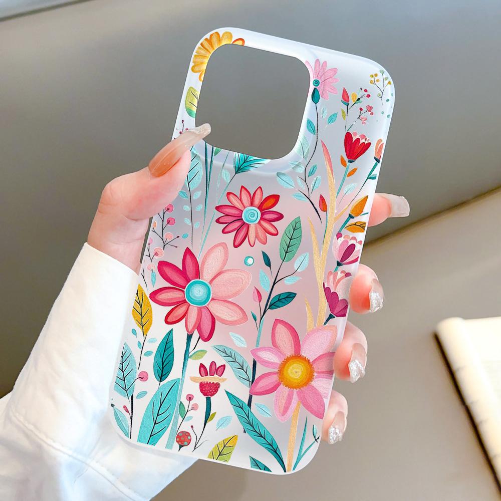 Soft TPU Transparent Flower  Phone Case for iPhone 11 Funda iPhone 13 14 15 Pro Max Plus 12 Mini 13pro 15pro 14pro Matte Covers