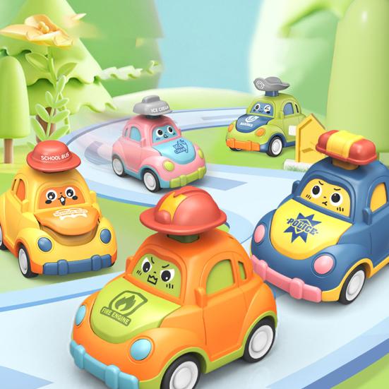 Děti Cartoon Expression Hračka do auta Stiskněte Go Setrvačný pohon Zatáhněte zpět Děti Model vozidla Vzdělávací Truck Hračka Batolata Kluci Dívky Dárek