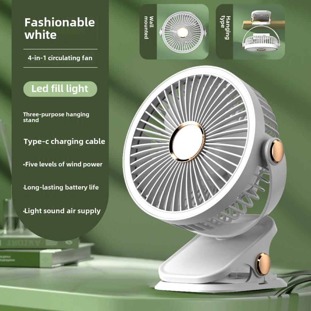 USB Rechargeable Clip-On Fan with Night Light for Dorms and Offices