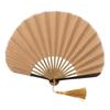 Cotton Linen Cloth Folding Hand Fan Solid Color Handheld Fan Retro Mini Shell Fan  Dance Props