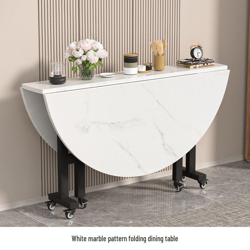 Round Folding Dining Table for Small Apartments: Multifunctional, Extra Thick, Movable, Ideal for Living Room.