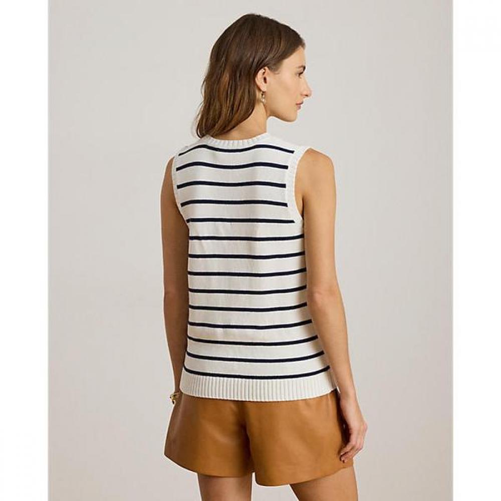 Lauren Ralph Lauren Striped Cotton Sleeveless Sweater Wmlrswescm20056100