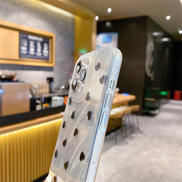 Feather Yarn Silver Suitable for Iphone16pro Small Love Protective Case for Apple 12/14 Pearl Diamond Chain Hard Protective Case