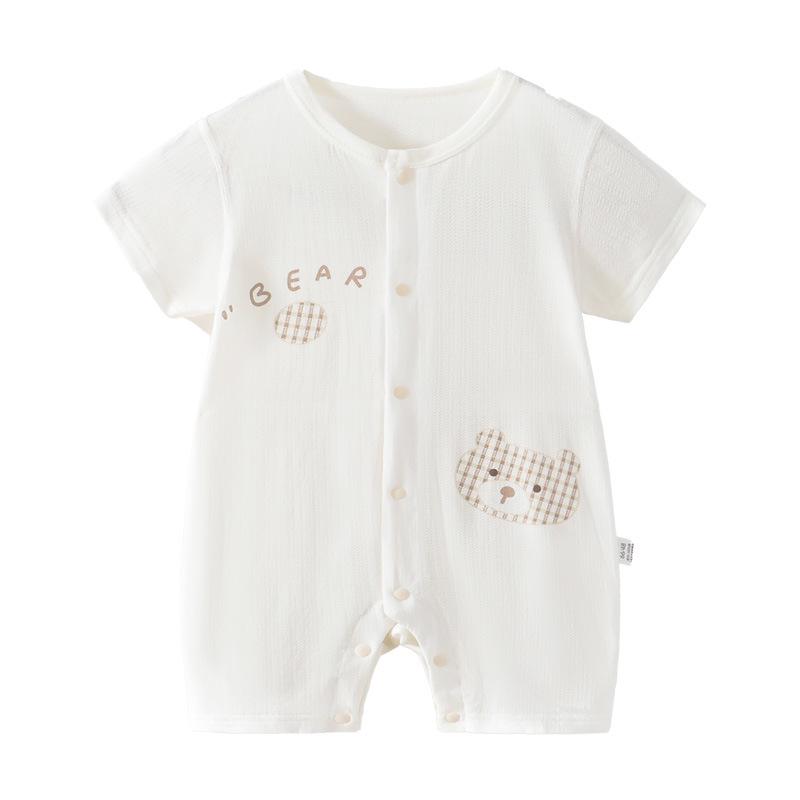 Baby Summer Short Sleeve Romper: Breathable, Soft, Tagless Pajamas