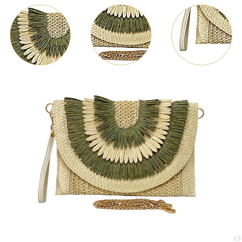 Bohemian Handmade Woven Envelope Bag 29x20cm Clutch Purse for Daily Outings