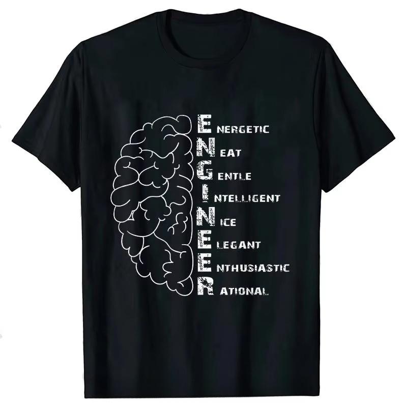 

2026 New Funny Engineer in Progress Print Tshirt Short Sleeve Streetwear Mens and Womens Tshirt Mens Top S