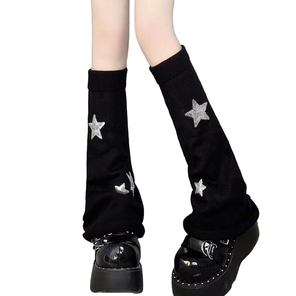 Womens Lolitas Knit Long Socks Star Leg Warmers Harajuku Japanese Style Booties Socks Winter Warm Ankle Heap Socks