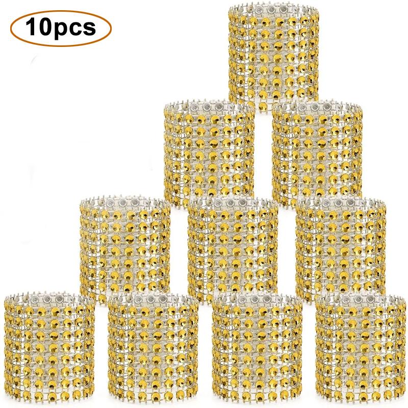 

10pcs Napkin Rings, gold/silver Bling Napkin Holder Bulk Rings Buckles for Wedding Dinner Party Table Decor Holiday Parties золотой