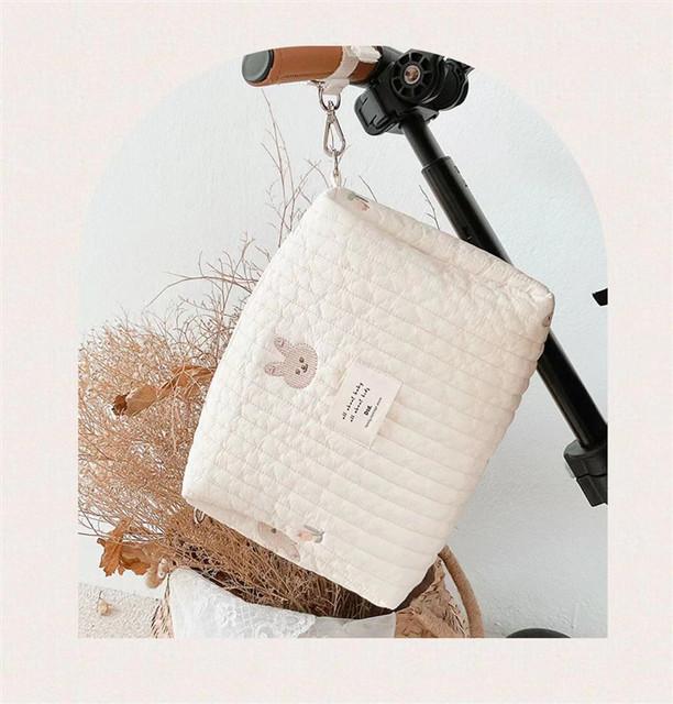 Tragbare Wickeltasche für Kinderwagen, gesteppt, für Babywindeln, Organizer, bestickte Mama-Taschen, Baby-Accessoires, Wickeltasche, Aufbewahrung