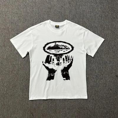 LUXEON Pánské bavlněné tričko s potiskem, Street fashion oblečení, Avantgardní styl, Retro oversized design. Vhodné pro muže i ženy