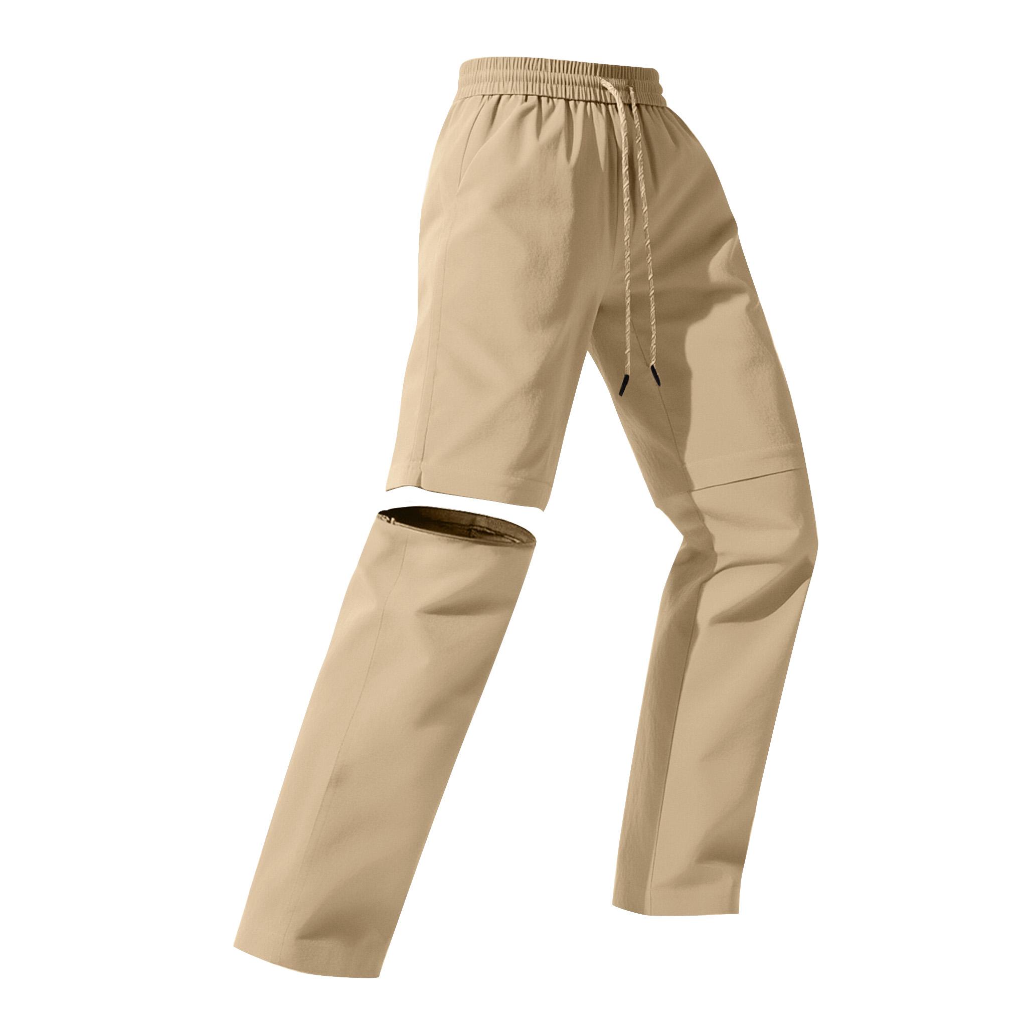 Women s Loose Straight-Leg Pants with Drawstring, Detachable Cargo Pants XL хаки