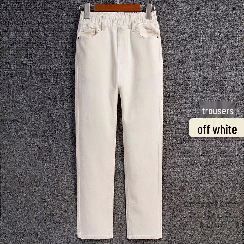 2026 Plus Size Women's Gray High Waist Straight-Leg Jeans with Elastic