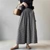Pants for Women Summer Loose Pants Versatile Casual Checkered Wide-leg Pants
