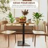 Square Dining Table for 2, 70 X 70 X 75 Cm, Wood-Effect Top, Dark Brown Steel Legs