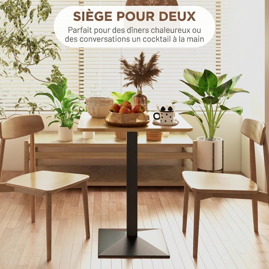 Square Dining Table for 2, 70 X 70 X 75 Cm, Wood-Effect Top, Dark Brown Steel Legs