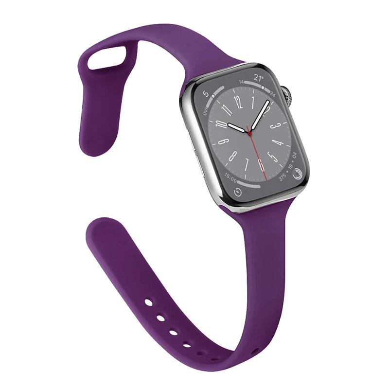 Slim Strap for Apple Watch Band 44mm 40mm 38mm 42mm Ultra 49mm Silicone Bracelet Correa iWatch Series 6 Se 5 4 3 7 8 45mm 41mm