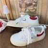 2025 Spring New Little White Shoes Women's College Style Flat Bottom Low-top Korean Version Leather Surface Hong Kong Style Sports Women's Shoes Tide