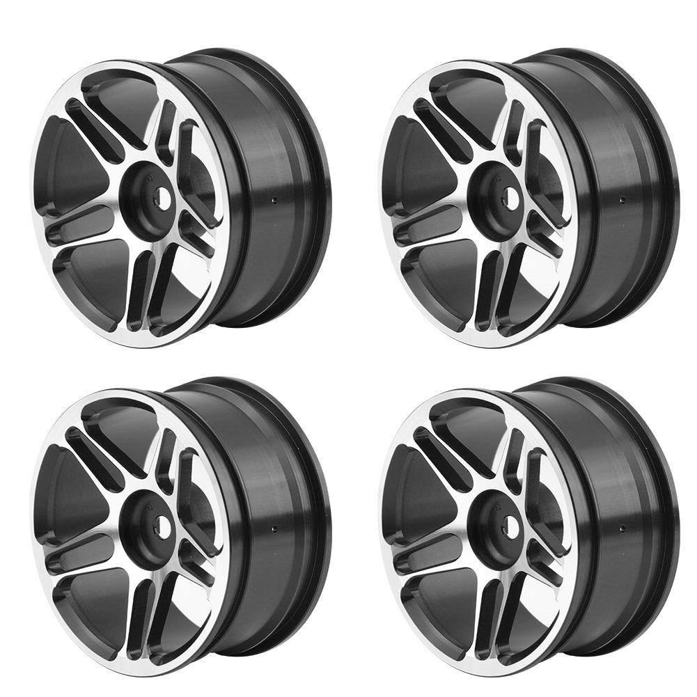 4pcs Set Tire Tyre Aluminium Alloy Hubs Wheel Rims for 1:10 Drift Racing RC Car (Black)
