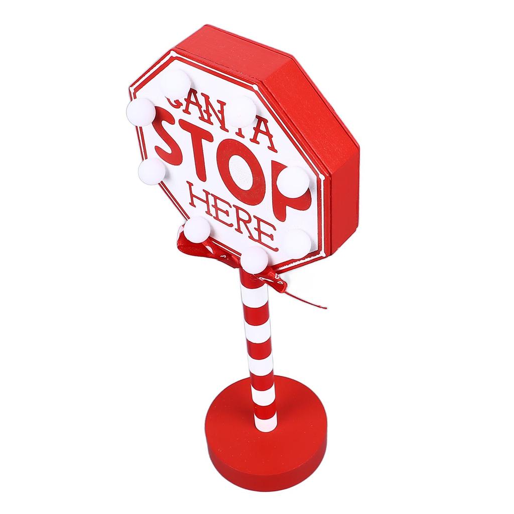 Christmas Stop Here Decor Metal Solid Wood LED Delicate Santa Stop Here Tree Topper for Christmas