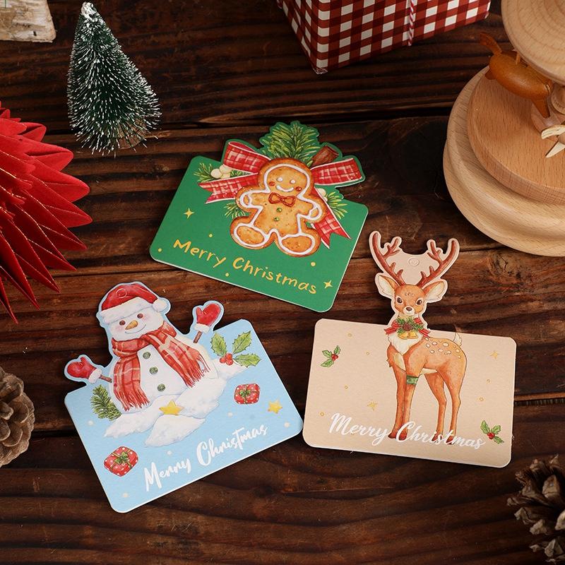 Merry Christmas Greeting Cards New Year 2025 Blessing Postcard Navidad Foldable Greeting Cards Xmas Tree Party Hanging Decor