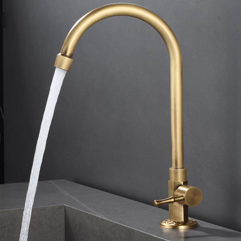 Antique single cold water Kitchen faucet European outdoor mop pool balcony faucet outdoor pool garden Black faucet