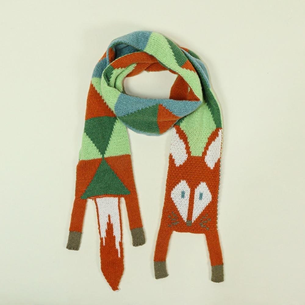 Versatile Japanese Style Knitted Scarf Animal Autumn Winter Cartoon Fox Scarf Imitation Cashmere Trendy Warm Shawl Wrap
