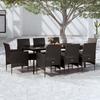 VidaXL Garden Dining Set with Cushions 9 Pcs Dining Furniture Table and Dining Chairs Furniture 3099310