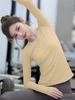 Women's Red Long Sleeve Fitness Set - Stylish Pilates & Yoga Top
