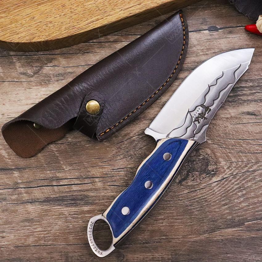 Hand Forged Meat Cleaver Slicing Kitchen Boning Knife Stainless Steel Professional Kitchen Chef Butcher Knife with Cover Cooking