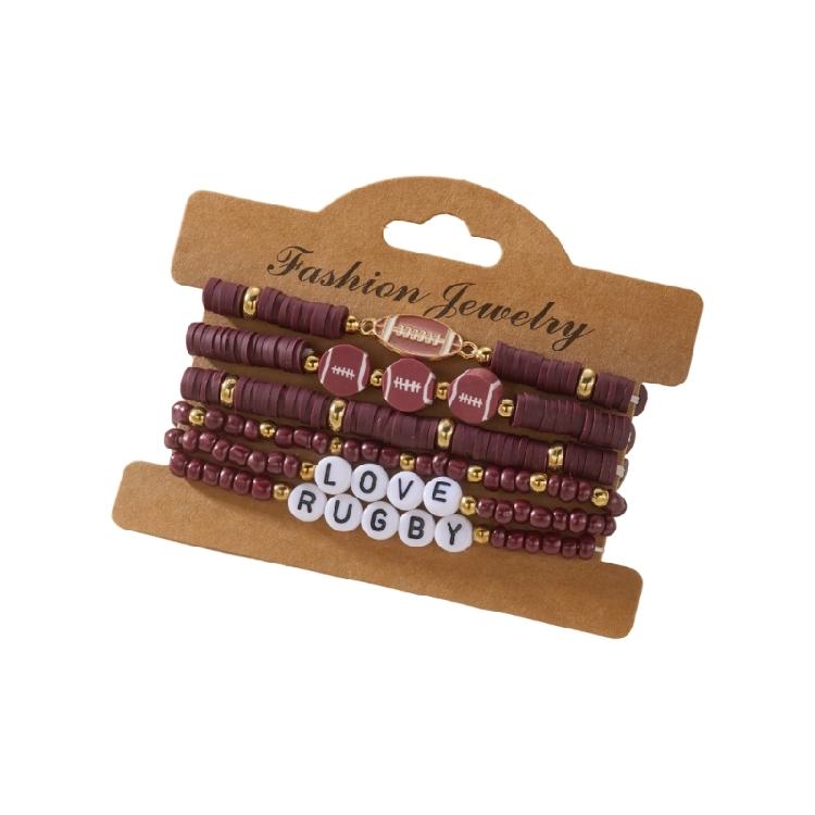 Fashionable Stretch Beaded Sports Bracelet Adjustable Wrist Bangle Soccer Softball Inspired Jewelry For Everyday