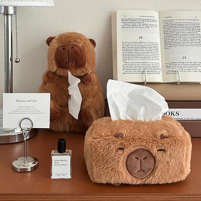 Auto-Taschentuchbox Niedliches Cartoon-Capybara Plüsch-Accessoires Auto-Rücksitz Hängende Taschentuchtasche Zuhause Wohnzimmer Schlafzimmer Schreibtisch Aufbewahrung