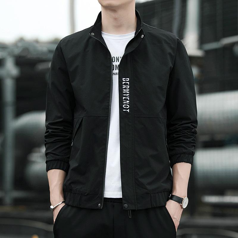 Men’s Stand Collar Spring Autumn Jacket Korean Style Casual Camping Fishing Windbreaker Youth Sports Trendy Top