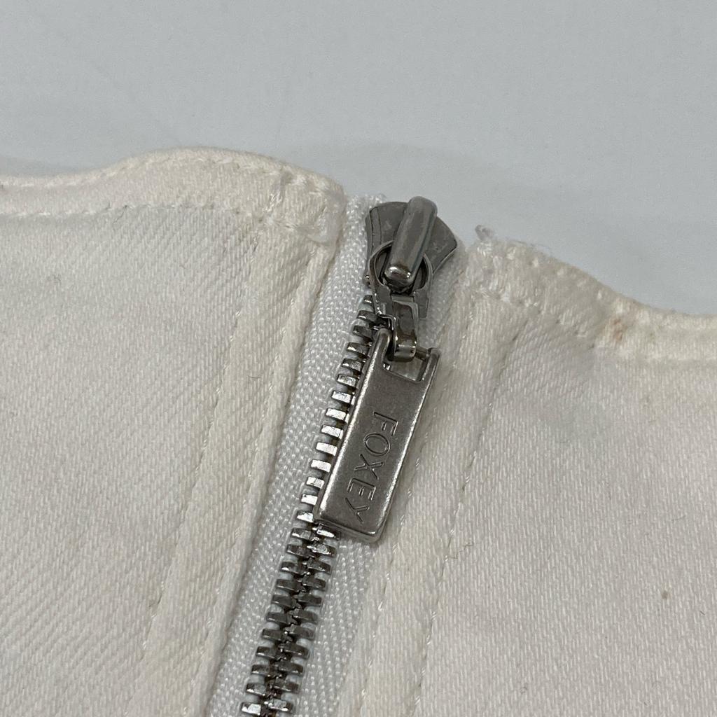 FOXEY White 39699 Fringe Denim Skirt Skirt 38 whiteUsed