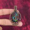 Tree Of Life Fiesta Kingman Turquoise Pendant Copper Wire Wrapped Jewelry