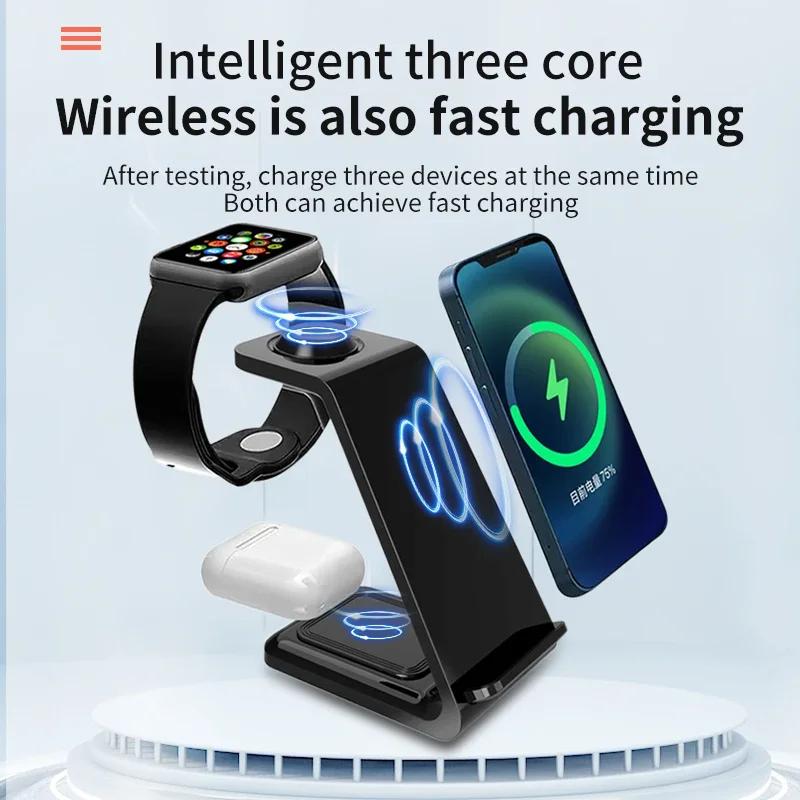 100W 3 In 1 Wireless Charger Stand Fast Charging Dock Station For iPhone 15 14 13 12 11 XR Watch 6 7 8 iWatch Airpods Pro