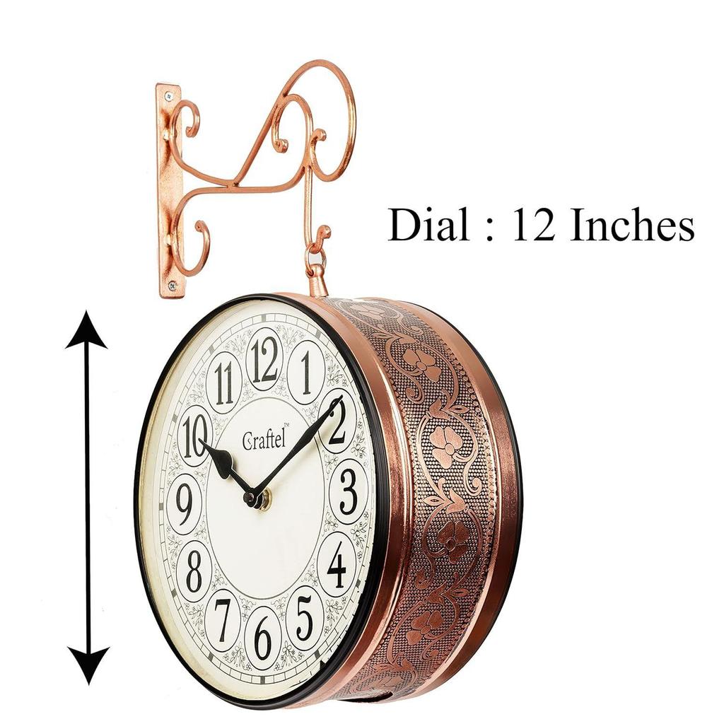 Metal Analog Railway Station Clock Double Sided Vintage Wall Clock for Living Room Home and Office