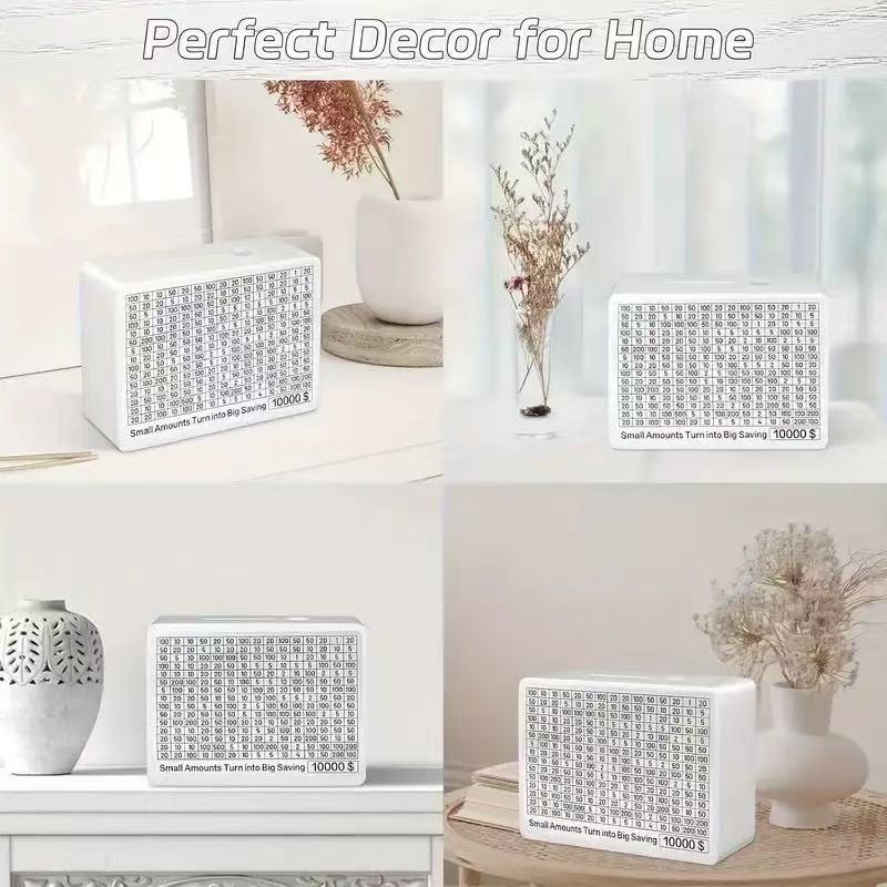 Reusable Wooden One-Piece Piggy Bank with 8 Compartments