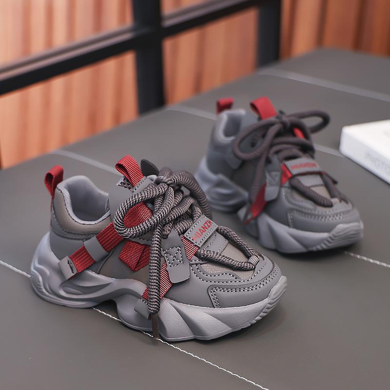 

Дитячі зручні кросівки Four Seasons для студентів Трендове взуття для хлопчиків і дівчаток на м’якій підошві Повсякденне дихаюче спортивне взуття 37 чорний/сірий