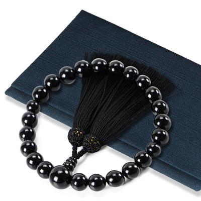 Prayer Beads Kyoto Crafts Supervised by Funeral Prayer Beads for Includes Manners Book for Black Polished Bead Bag Navy [Traditional