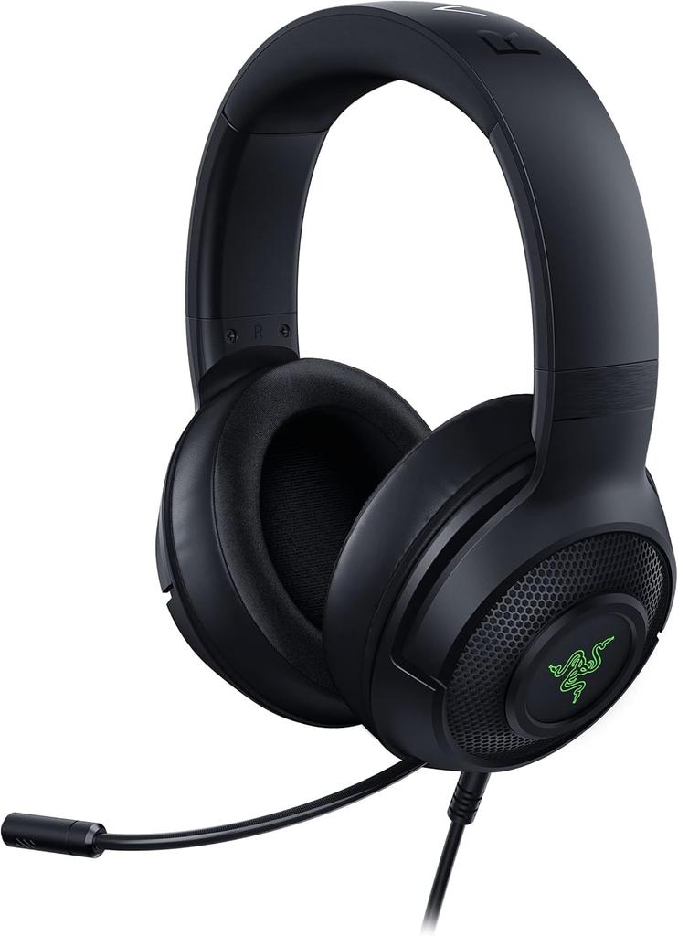 Razer Kraken V3 X Gaming Surround TriForce 40mm Unidirectional Noise Compatible with and Smartphones Headset, Black, 7.1 Sound, Drivers, Microphone,