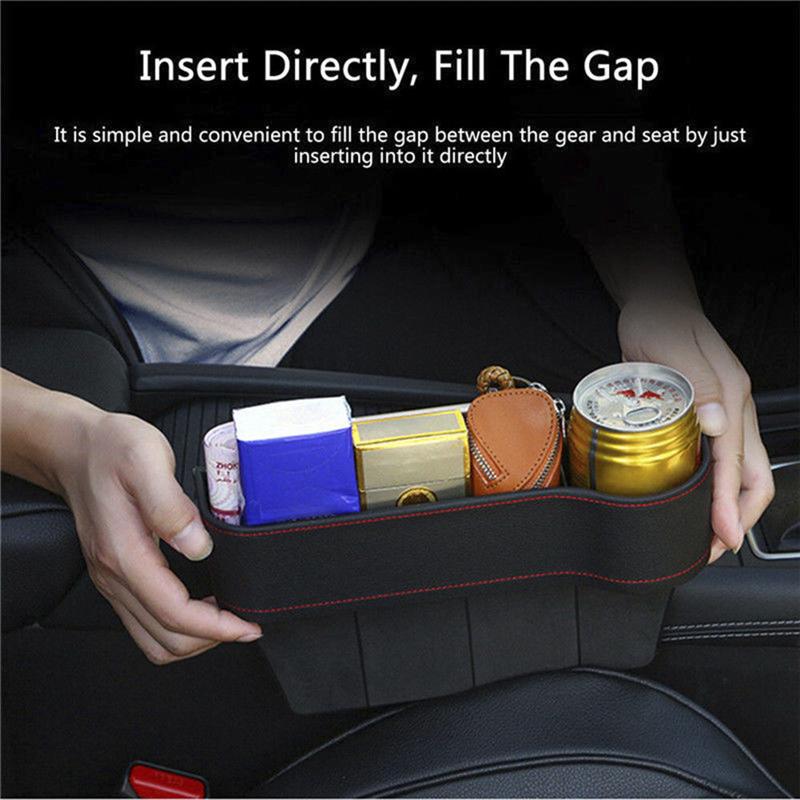 Organisateur Latéral De Siège Auto, Lot De 2 Poches Latérales De Console, Boîte De Rangement Multifonctionnelle Avec Porte Gobelet Accessoires Interieurs De Voiture Noir 90496487
