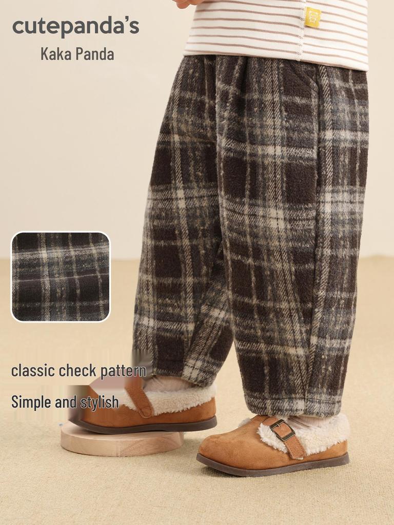 Kaka Panda Kids' Winter Fleece Pants - Cozy Autumn & Winter Wear for Boys and Girls